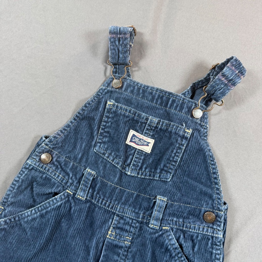 Old Navy Toddler Navy Blue Corduroy Overalls Carpenter Bibs 4T Vintage